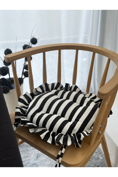 KaiAtelier وسادة كرسي مبطنة من الكتان المخطط / وسادة أرضية