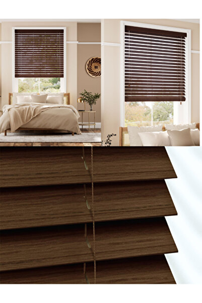 YS PERDE TASARIM Wooden Blinds %100 Doğal Ahşap Jaluzi Perde 50mm,Alüminyum K...