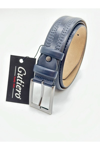 Gutiero Чоловічий 100% натуральна шкіра Синій Класичний ремінь