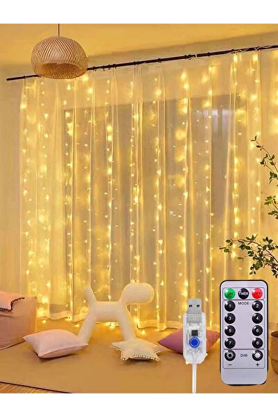 Genel Markalar 3x3 Metre Sıcak Beyaz Uzaktan Kumandalı Usb Bağlantılı Perde L...