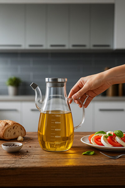 Paşabahçe 2'li Cam Miyen Ölçülü Borosilikat Yağlık Sirkelik 1000ml Yağdanlık