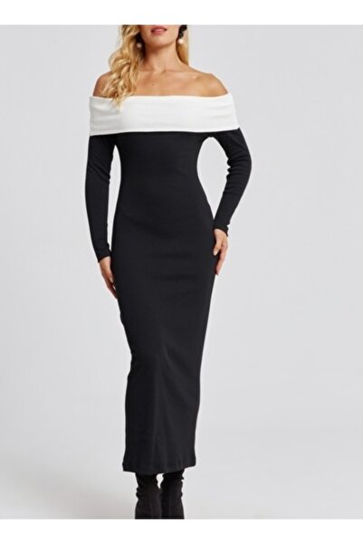 Be Best Women's Black Madonna Collar Maxi Dress Be194