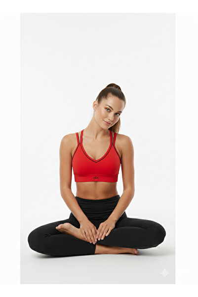 strivex Cross String Bra Sports Red Bustier with Chest Pads