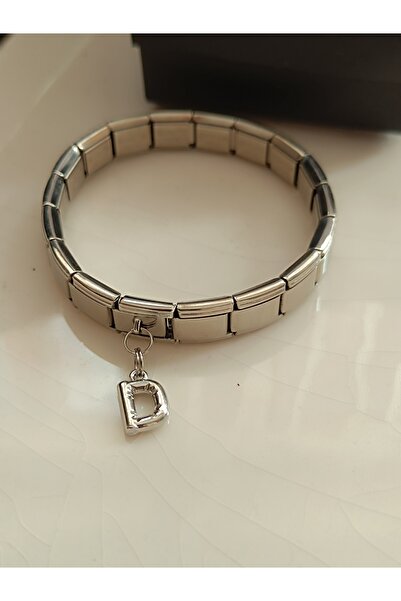 Kudi Italian Wristband with a Charm Featuring the Letter D
