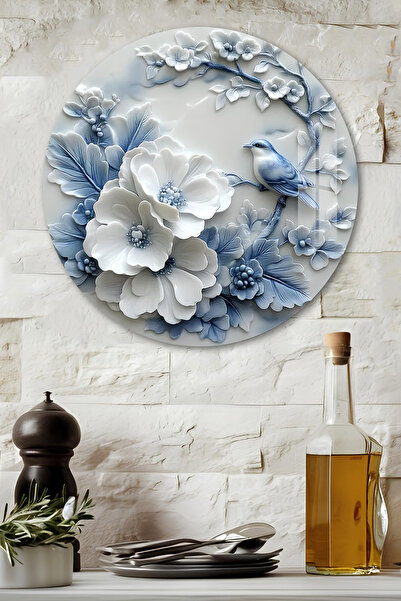 kutuTR 3D Görünümlü Temperli Cam Tablo – Çiçek ve Kuş Desenli Elegan Duvar Sü...