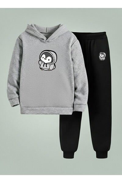 LORVEX Children's Hooded Set Cute Penguin Ba Printed Yarn Char Fleece-Lined E...