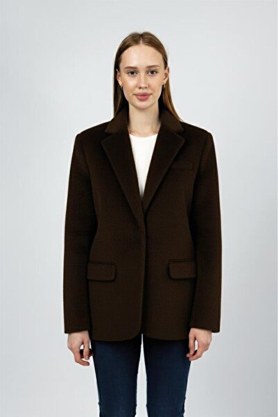 Betimoda Women's Plush Belted Feather Jacket Brown