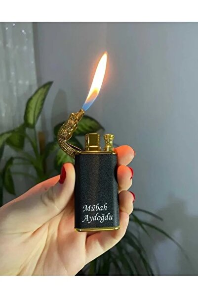 Bektas HomeOffice Kişiye Özel İsimli Lüks Kutulu Çift Ateşli Timsah Çakmak