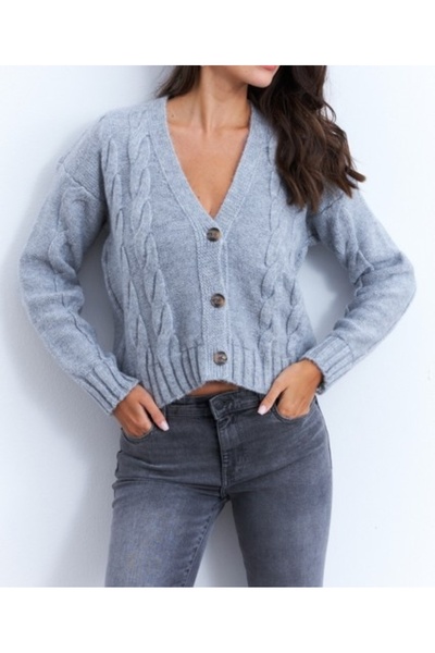 Be Best Women's Gray Hair Braided Cardigan Be199