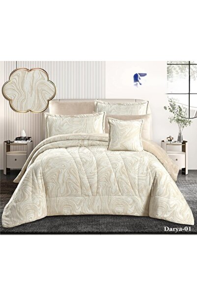 NAJMA مفرش نفرين شتوي مخمل فرو ناعم 7قطع حشوة كاملة دفئ وفخامة مقاس 260*240 سم