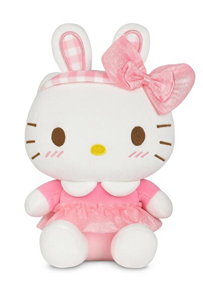 onestophube Hello Kitty Tavşan Kulaklı Pembe Elbiseli Peluş Oyuncak 25 cm
