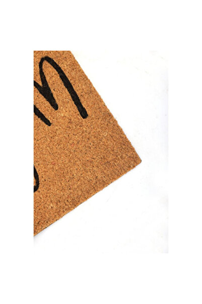 jo&mo Welcome Cursive Coir Doormat with Fern Leaf, 35x55cm, Non-Slip, Minimalist Botanical Entry Mat