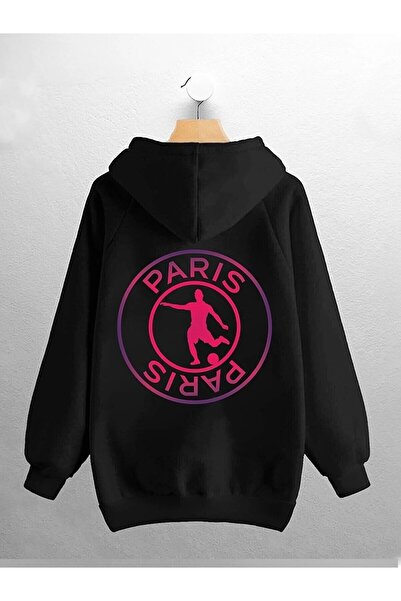 LUSHN سويت شيرت بقلنسوة مطبوع عليه خلفية كرة القدم باريس