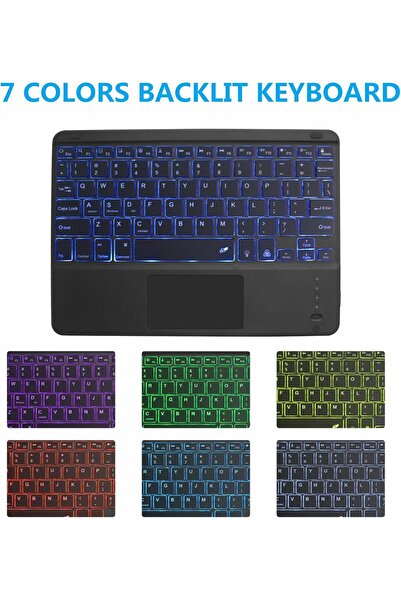 HYX Bluetooth Keyboard with Touchpad, Ultra Slim 7-Color Backlit Rechargeable Wireless Keyboard