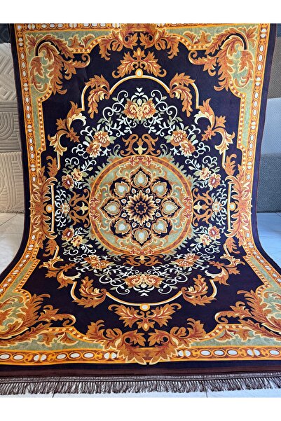 Padişah Dekoratif Yıkanabilir Halı EAC61 Yeni Nesil Kaymaz Taban Salon Halısı Modern Göbekli Klasik Desenli