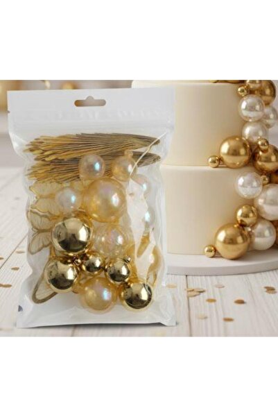 Adana Pasta Malzemeleri ERT-TOP-103 GOLD YELPAZELİ KELEBEKLİ DEKRASYON TOPLAR...