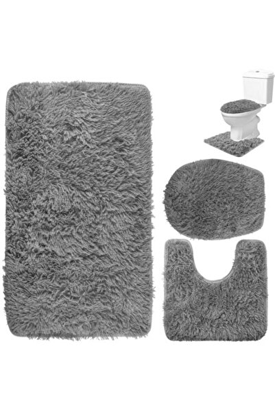 KESNUP Set of 3 bath mats, non-slip, polyester