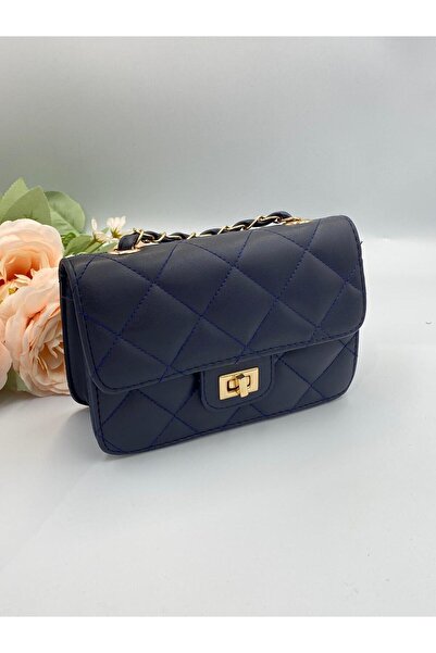 Moond Accessories Black Leather Bag with Diamond Pattern