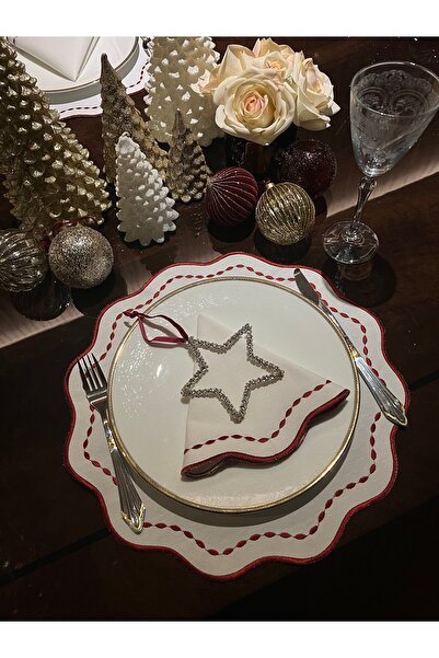 QBR Home Embroidered Round American Tablecloth. Red (1 Piece)