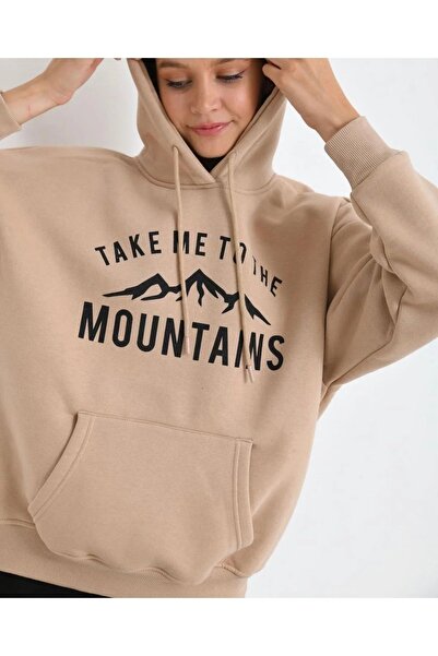 LUSHN Design Plus Size Mountains Printed Oversize Sweatshirt