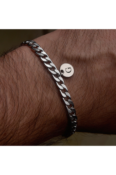 idolavm Happy G Harfli Erkek Kadın Çelik Bileklik Takı Hediyelik Aksesuar