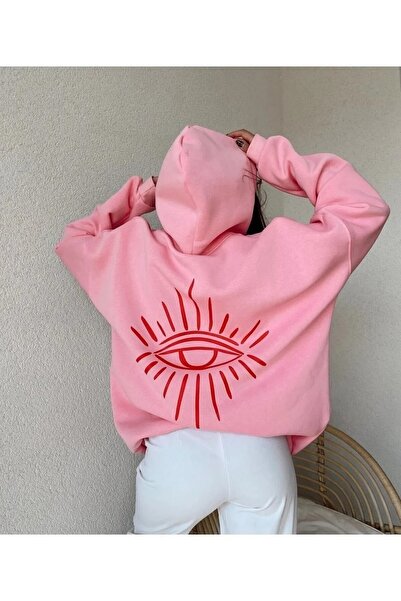 LUSHN Back Eye Printed 3 thread Thick Oversize Cotton Sweatshirt