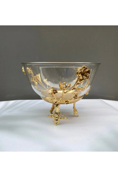 İmren Collection Japanese Rose Bowl Serving Bowl Gold Color