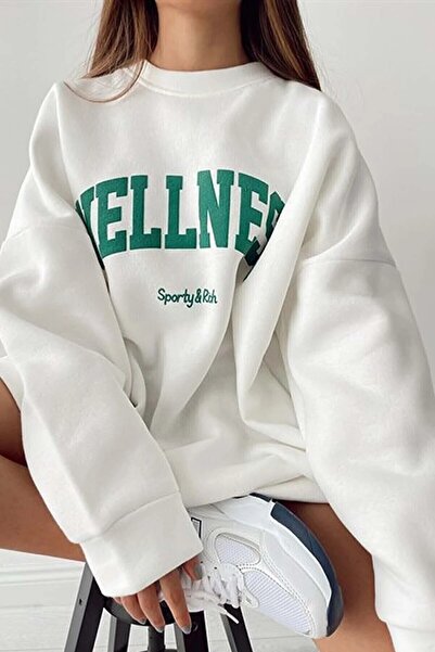 LUSHN Λευκό φούτερ με λαιμόκοψη Welness Sporty&rick