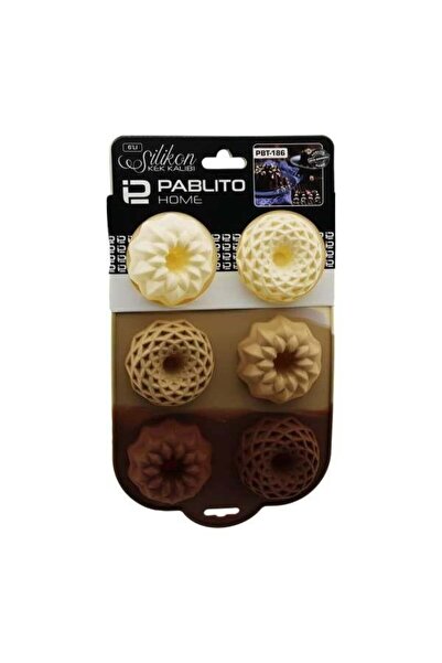 Adana Pasta Malzemeleri قالب كيك سيليكون PBT-186 مع أنبوب، عبوة من 6 قطع