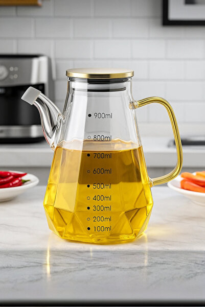 Paşabahçe 1 Adet Cam Metal Kapaklı Borosilikat Yağlık Sirkelik 900ml Yağdanlık