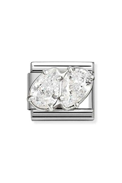 NOMİNATİON Composable CL steel, CZ and 925 sterling silver WHITE double drops...