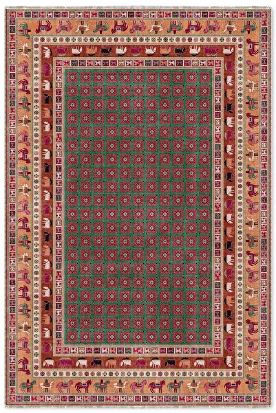 Pastel Home Renkli Pazırık Halısı Tasarım Şönil Halı Kilim Yolluk Kaymaz Yıkanabilir Saçaklı Salon Mutfak