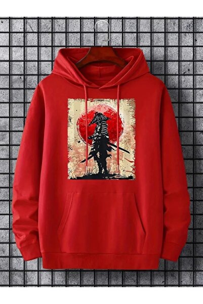 LUSHN هوديي سويت شيرت للجنسين من Ninja مطبوع قصة فضفاضة شتوي مكون من بغطاء رأ...