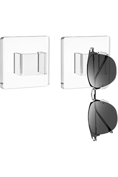 Nicoone Wall Glasses Holder, Transparent, Set of 2, Easy No-Drill Installation, Sunglasses/Optical Display