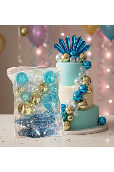 Adana Pasta Malzemeleri ERT-TOP-103 MAVİ BEYAZ YELPAZELİ KELEBEKLİ DEKRASYON ...