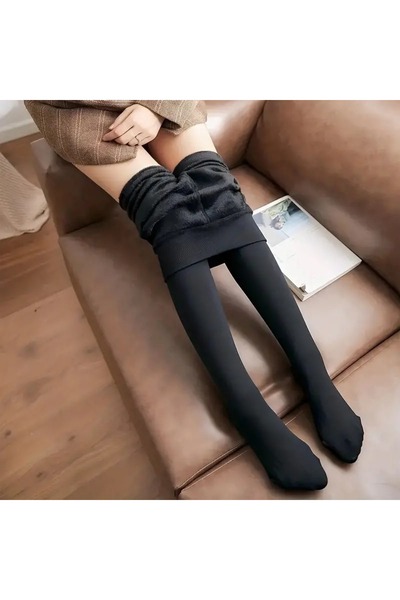 DÜVEN Black Thermal Warm Women's Plush Pantyhose