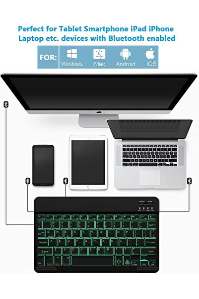 HYX Wireless Backlit Bluetooth Portable Keyboard for Tablet & Smartphone