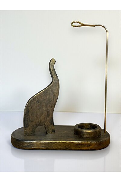 WOOD CARVING HUB Dekoratif Ahşap Fil Tütsülük Altın Varaklı, Ev Hediyesi Obje...