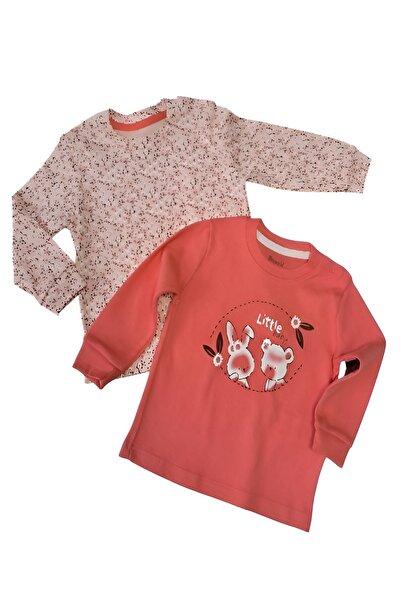 Miniworld Kız Bebek Flower 2'li Sweatshirt Takım-Yumuşak Dokulu, Uzun Kol Sweatshirt Takım