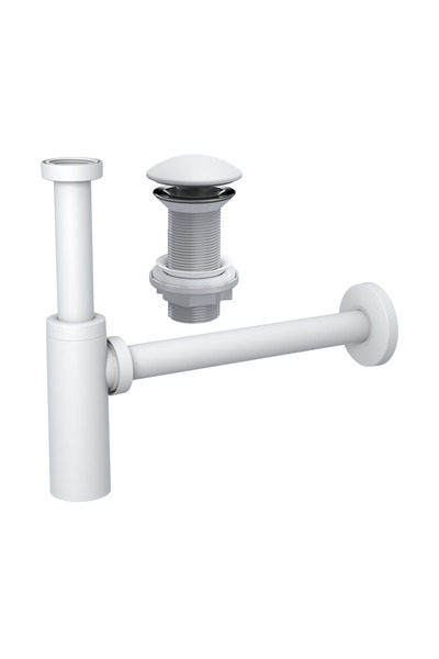 İZ YAPI MOON Mat Beyaz Sifon + ELİXİR Pop-Up Seti (Mat Beyaz Seramik Başlıklı...