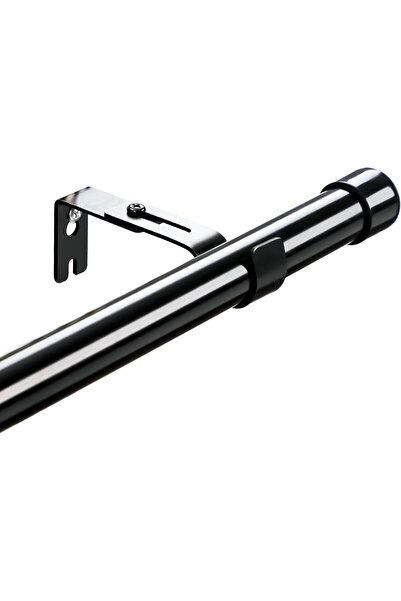 Whimlets Expandable Metal Curtain Rod with Rings, 76 cm, Black Curtain Rod