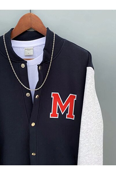 LUSHN سترة جامعية كبيرة الحجم بتصميم 'm' Design