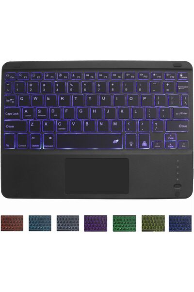 HYX Bluetooth Keyboard with Touchpad, Ultra Slim 7-Color Backlit Rechargeable Wireless Keyboard