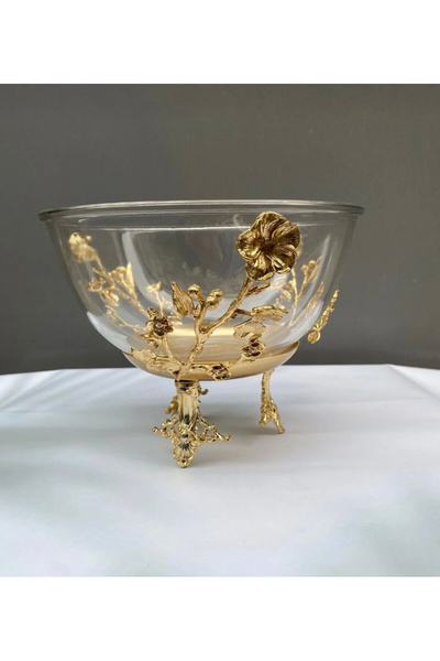 İmren Collection Japanese Rose Bowl Serving Bowl Gold Color