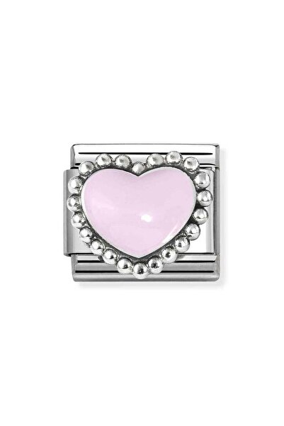 NOMİNATİON Composable Classic SYMBOLS in stainless steel, enamel and 925 sterling silver Pastel pink raised hea