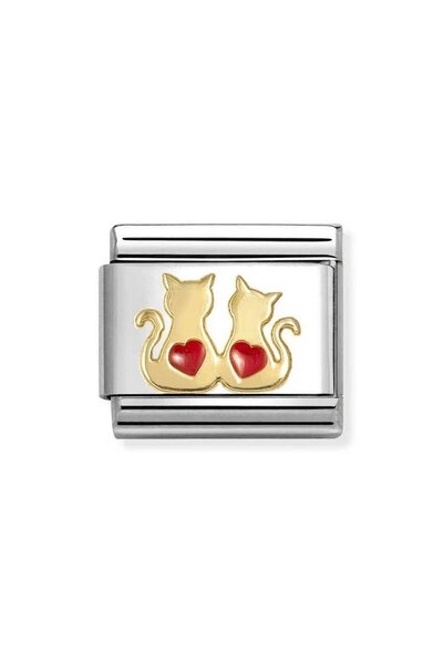 NOMİNATİON Composable Classic SYMBOLS steel, enamel and 18k gold Double red h...