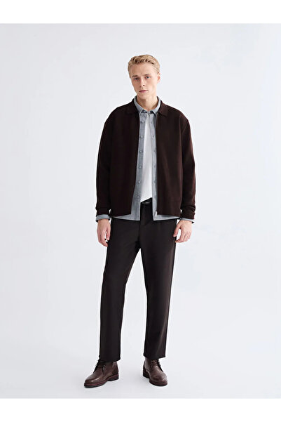 LC Waikiki Lcw Vision Brown Polo Neck Men's Knitwear Cardigan