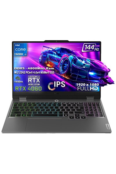 LENOVO LOQ 15IRX9 İ7 13650HX 24GB 1TB SSD RTX 4060 115W 15.6" 100% sRGB 144Hz FHD IPS Dos 83DV011GTR