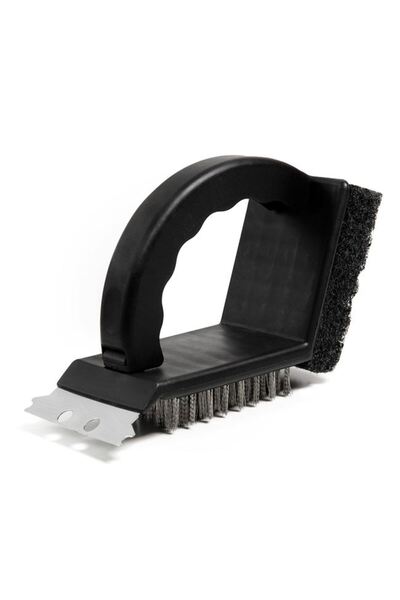 EBA Perie pentru gratar 3 in 1, eBA, Model tip racleta, maner plastic, negru