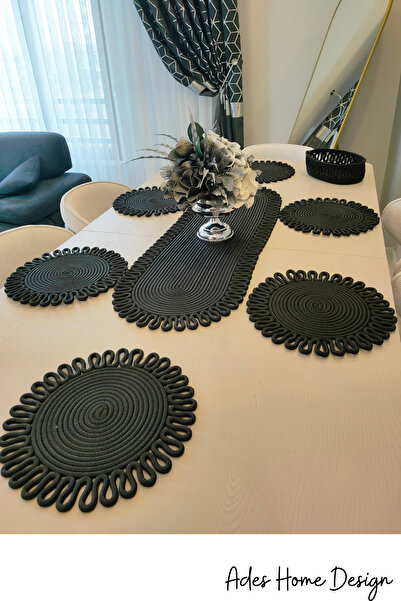 ADES HOME DESİGN Jüt,Amerikan Servis Takımı,6 Supla,1 Ekmek Sepeti,1 Runner,T...